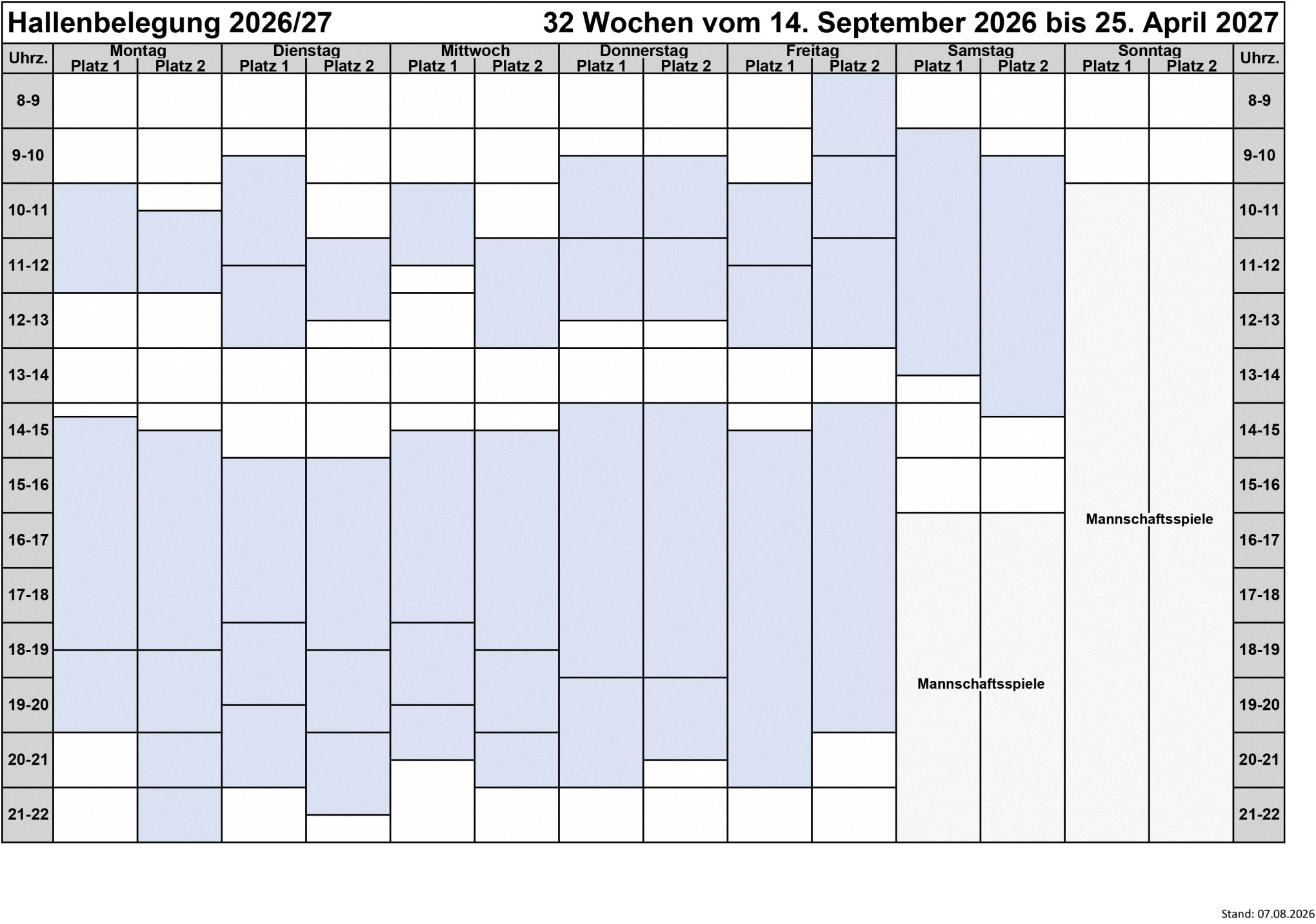 Hallenplan 2026-27